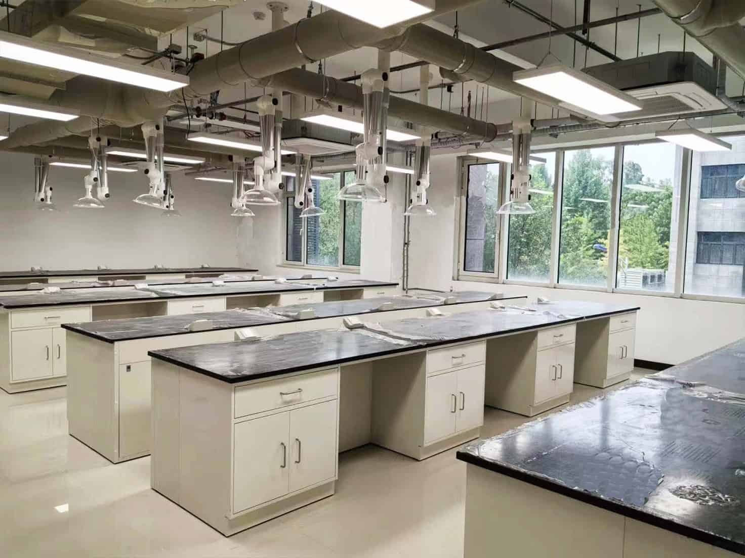 Lab bench with cabinets