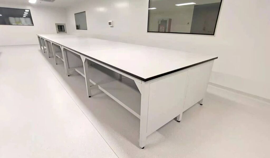 Cabinet suspended frame lab bench
