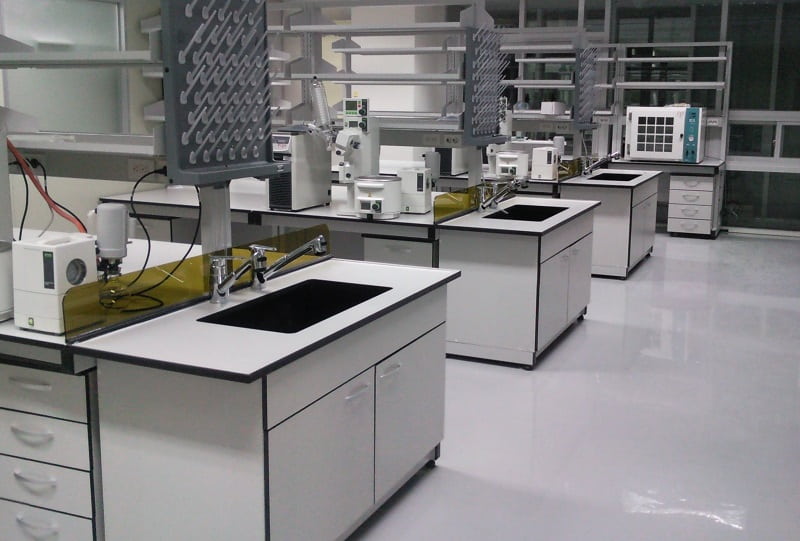 Sinks are essential laboratory fixtures paired with laboratory faucets