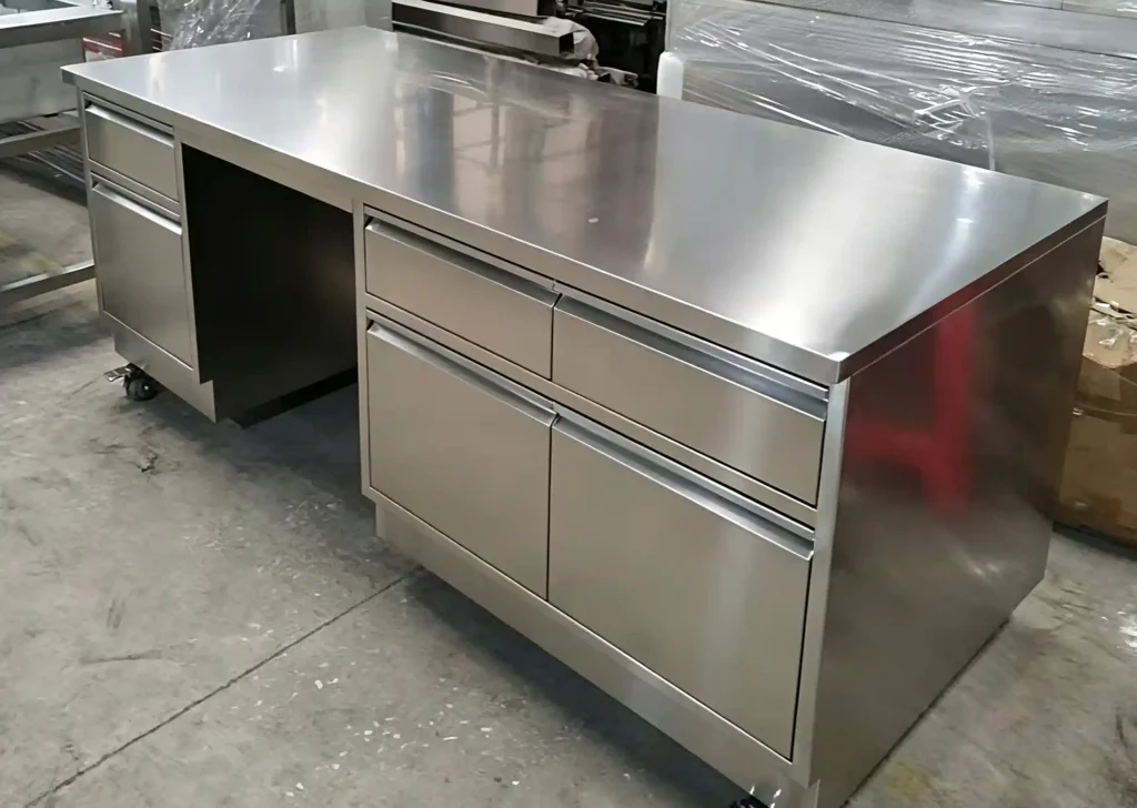 Stainless Steel Workbench With Storage Cabinets